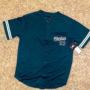 NWT Hunter Green Playboy Graphic Baseball Jersey size small